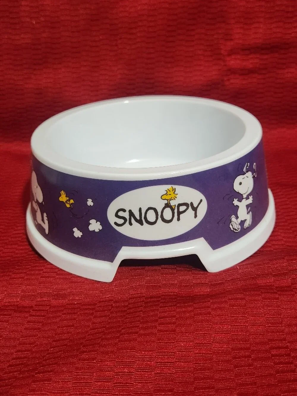 Peanuts Snoopy Dog Bowl Pet Dish 2013 Kore Purple Woodstock New